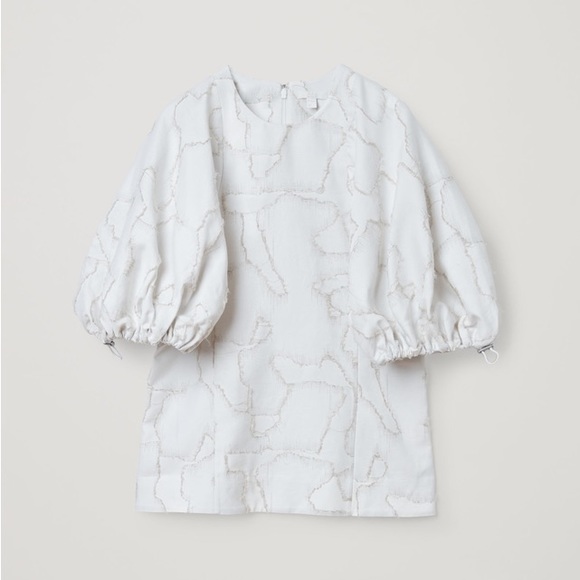 COS Tops - COS White Cotton Linen Puff Sleeve Top